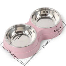 Small Dog Accessories Double Pet Bowls | Stainless Steel Pet Drinking Dish Feeder