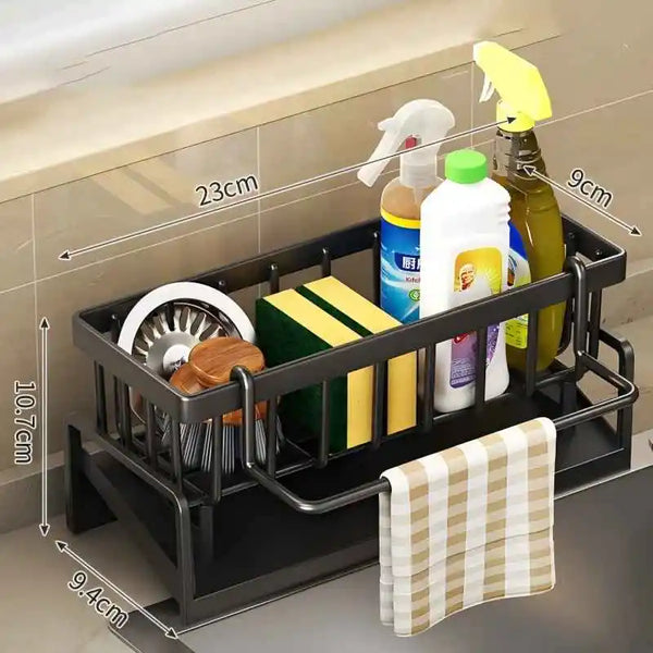 Kitchen Spice Storage Shelf with Drainage Rack, Installation Sink Organizer