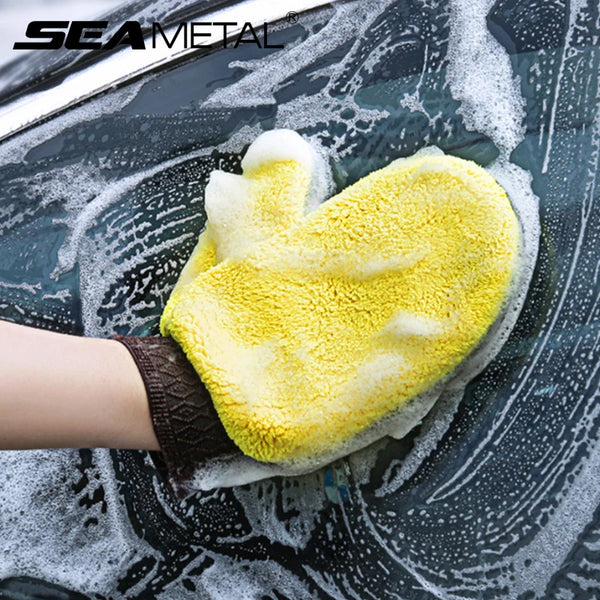 SEAMETAL Microfiber Car Washing Glove | Double-Faced Thickened Brush Gloves